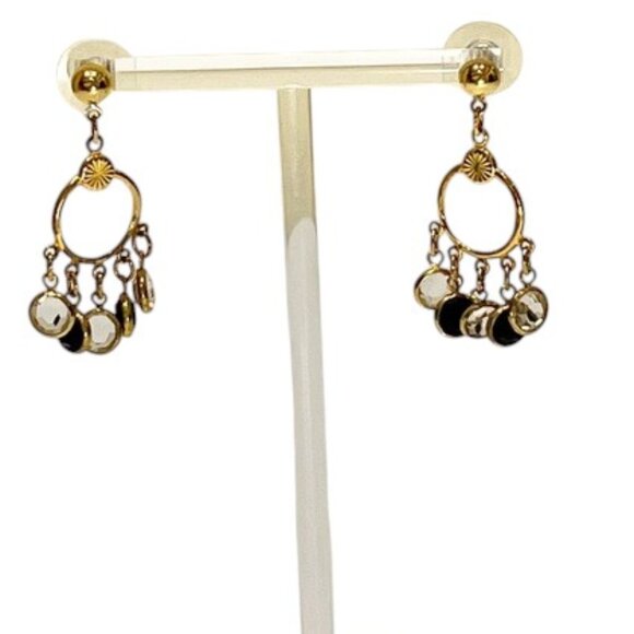 Vintage 1990s Art Deco Style Black and Gold Necklace Earrings Jewely SET - Picture 4 of 8